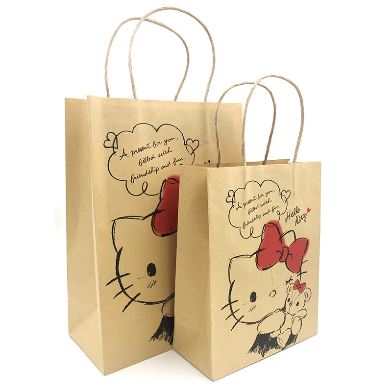 

A Total of 10 Bags of New Creative Cute Kawaii Sanrio Hellokitty Kraft Paper Tote Bag Anime Cartoon Kt Cat Gift Bag Gift Toy