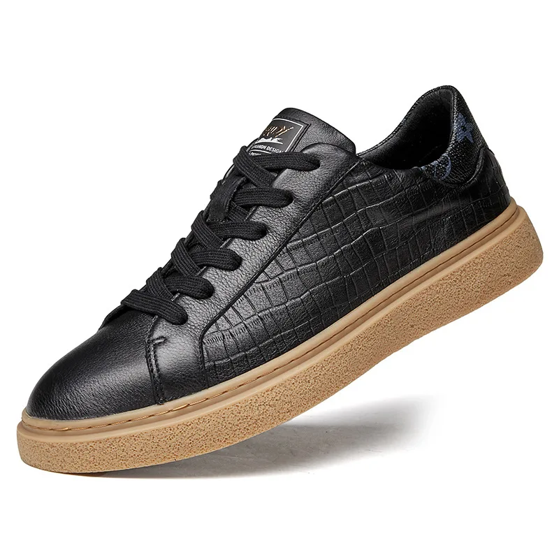 

Лоферы мужские из натуральной кожи, низкие кроссовки, трендовая спортивная обувь для отдыха, белые, в Корейском стиле, весна-осень