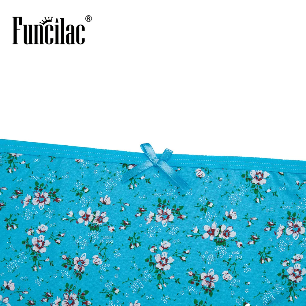 Plus Size Women's Panties Sexy Female Underwear Floral Print Girls Briefs Lace Intimates for Women Ladies 6 Pcs/Lot