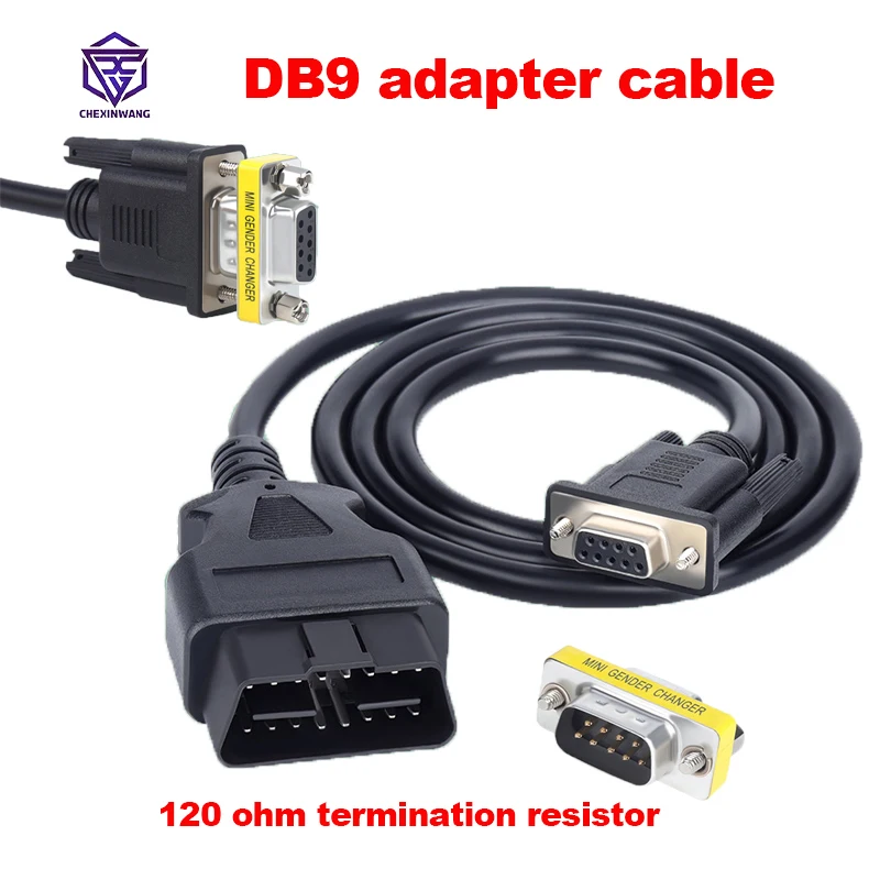 OBD Tool 16Pin to DB9 9Pin Serial RS232 Connector OBDII 16 Pin to DB9 Female OBD2 16Pin Male Extension Cable for Cars