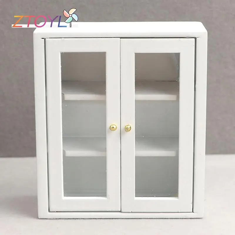 

1:12 Миниатюрный белый настенный шкаф для кукольного домика, подвесной органайзер для хранения, шкаф, мебель для дома, игрушка