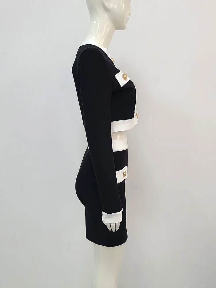 Женский комплект из двух предметов облегающий костюм с короткой юбкой и длинным