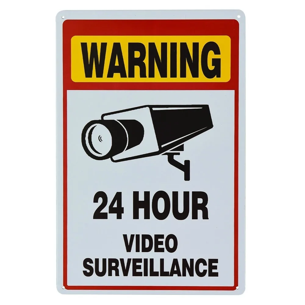 

No Trespassing Warning Sign, 24 Hour Video Surveillance | CCTV Security Camera Alert for home wall decor