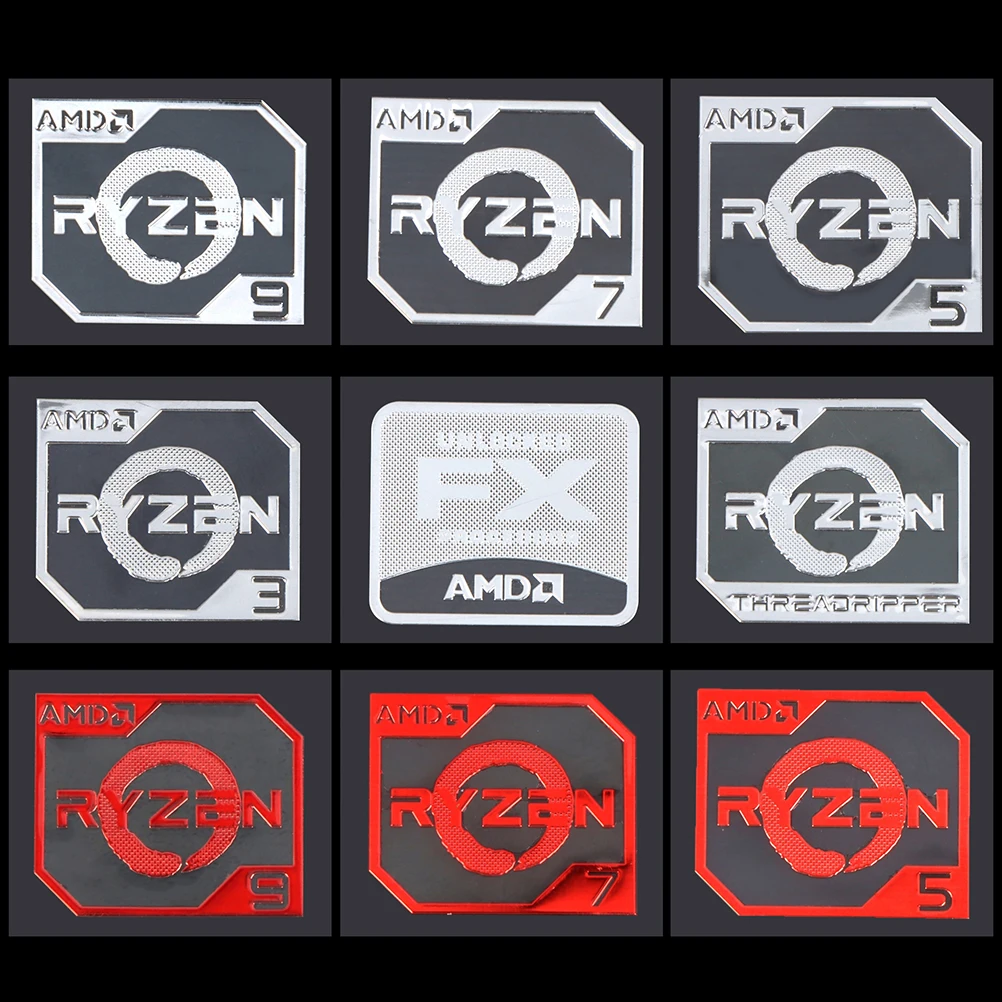 AMD Ruilong Ryzen R9 R7 R5 R3 Vega Metal Sticker Notebook Desktop Logo Sticker 1PC