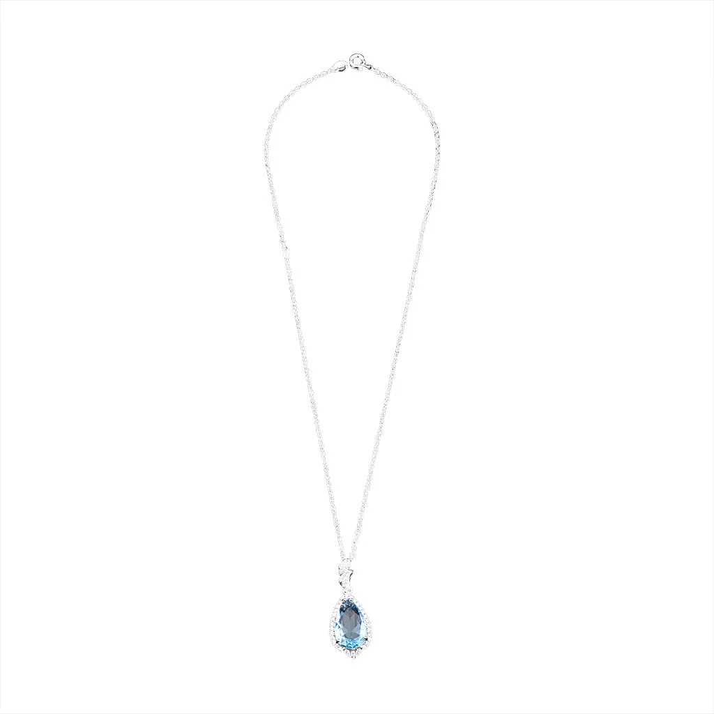

Simple Natural Topaz Drop Water Jewelry Blue Geometric Women's Necklace Metal Necklaces & Pendants
