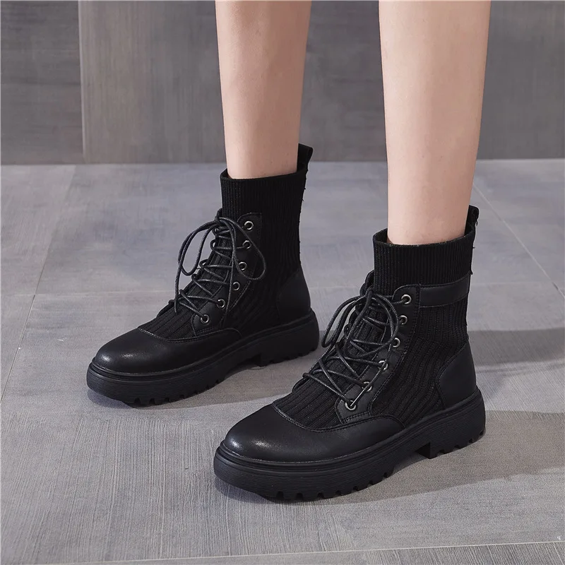 

Women's shoes new spring and autumn women's motorcycle boots breathable elastic socks boots women's single bootsize35--40
