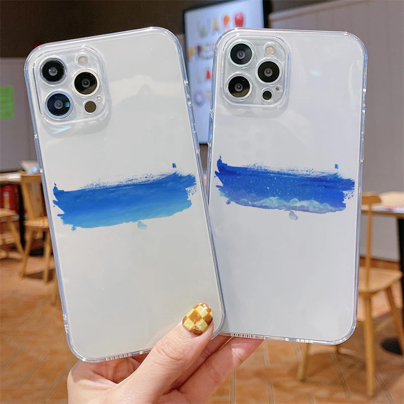 

Snow Sky Ink Brush For iPhone 12 Case Mini 11 13 Pro Max X XR XS Max SE 2020 8 7 6 6S Plus Soft Silicone Clear Aesthetic Cover