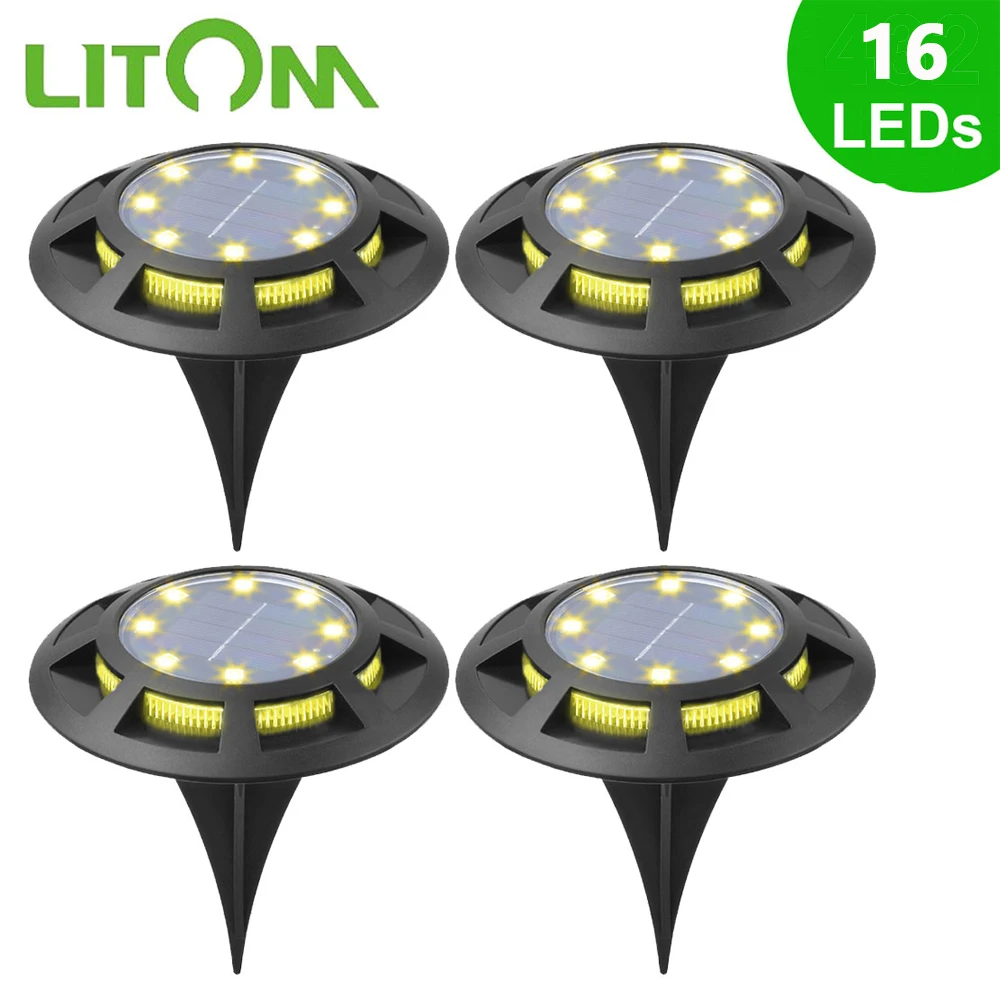 

LITOM Solar Ground Lights 16 LED Outdoor IP65 Waterproof Light Solar Underground Landscape Light for Garden Lawn Pathway Deck