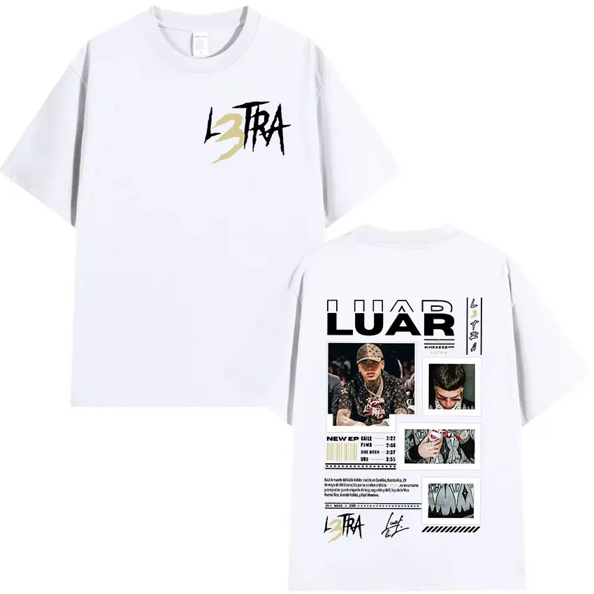 Рэпер Luar La L L3tra Tour 2025 Футболка с графическим рисунком Мужская модная хлопковая