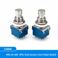 50pcs push button switch 3pdt on on latching foot pedal switch 9pin with solder terminals pbs 24 302