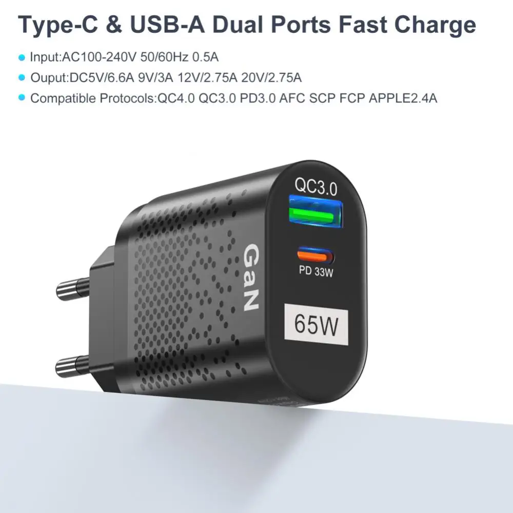 Зарядное устройство для телефона с USB Type-C 65 Вт QC 3 0 |