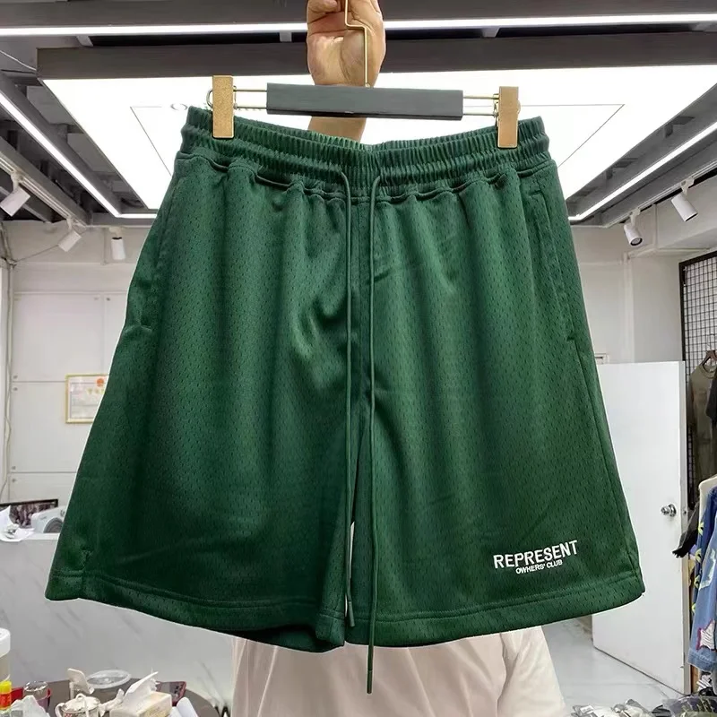 

Monogrammed, solid-colored mesh, basketball shorts, Capri pants