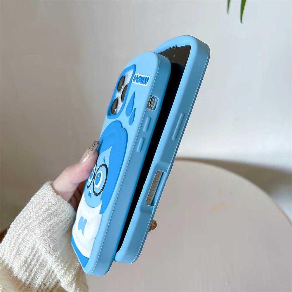 Фото For iPhone 15 14 Plus 16 13 12 Pro Max 11 3D Cartoon Fashion Inside Out Sadness Silicone Phone Case Soft Back Cover Y2k №4