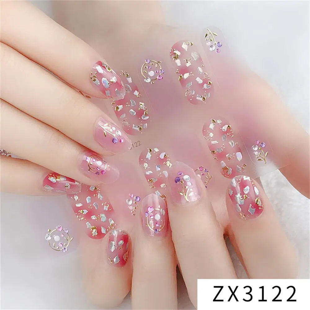 

Manicure Tool Full Cover Wearable Press On Nail Shining Decals Nail Sticker False Nails 3D Stickers Full Nail Wraps