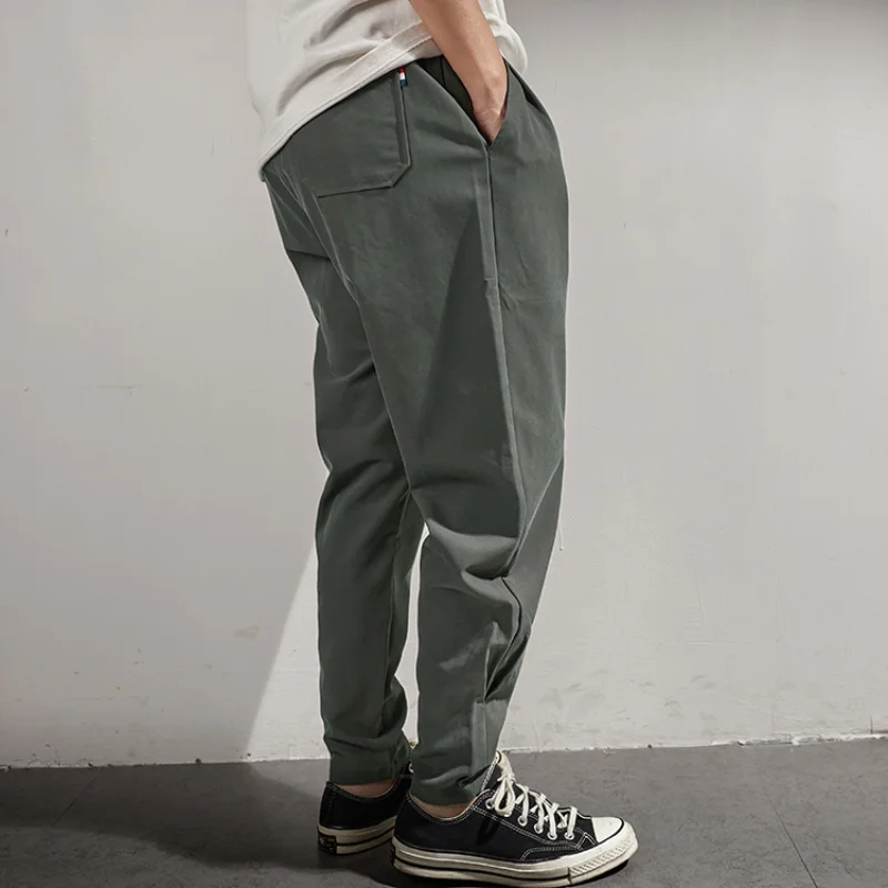 

Брюки мужские зауженные с поясом на резинке, Классические брендовые Свободные повседневные штаны с завязками, в японском стиле, на осень