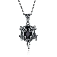 pte fashion sterling silver black zircon double gecko pop sterling silver necklace