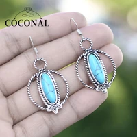 coconal vintage romanti oval blue classic style ladies earrings engagemen anniversary jewelry gift accessories earring