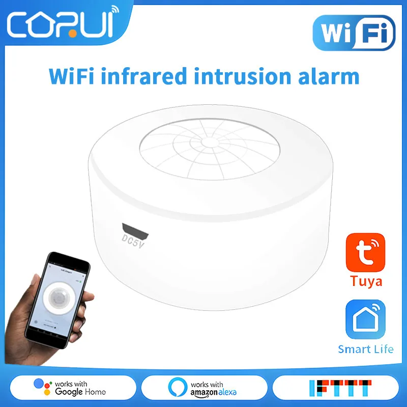 

CORUI WiFi Tuya Smart Infrared Detection Alarm Home Human Body Sensor Smart Life APP Sending PIR Motion Sensor Remote Control