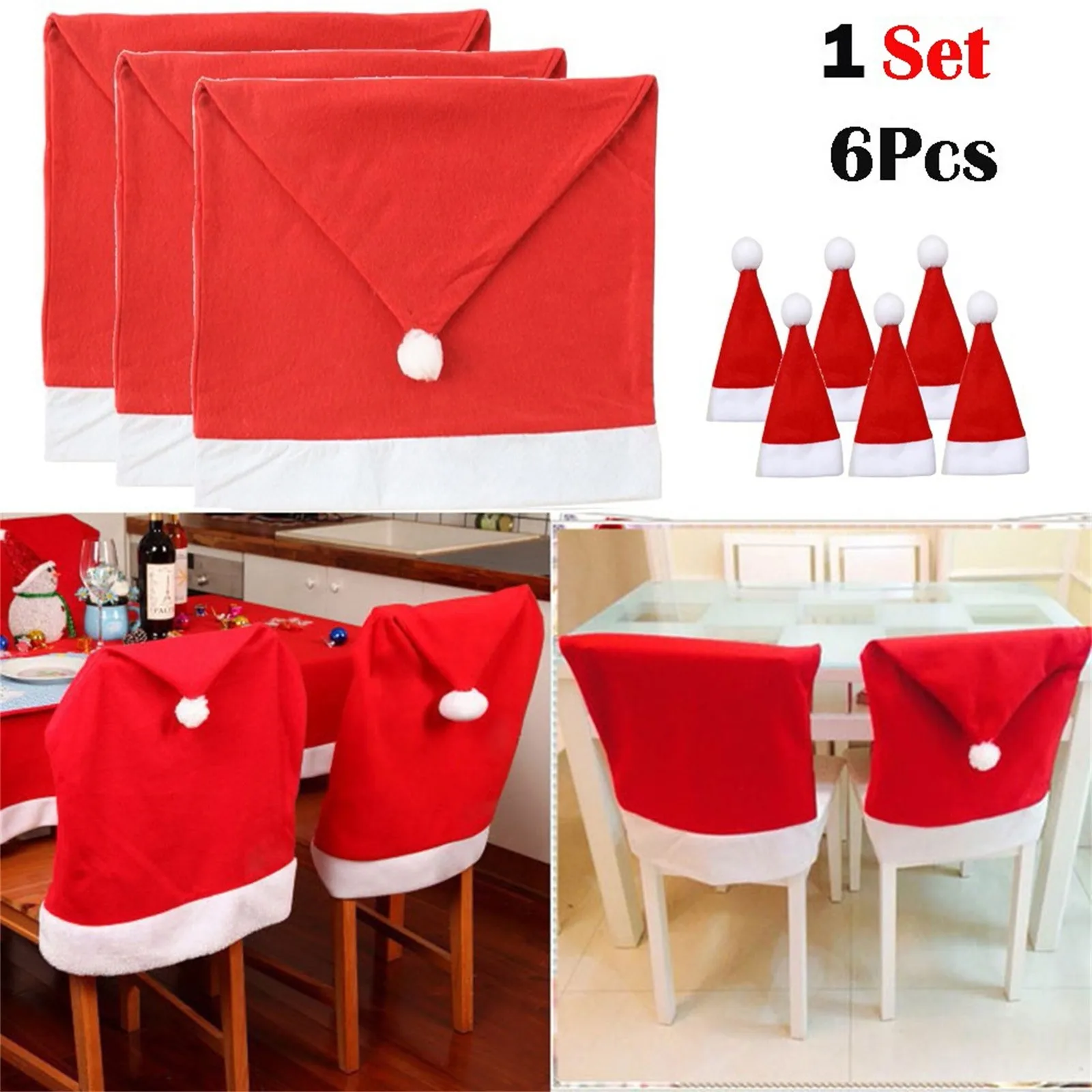 6 шт. комплект рождественский чехол на стул рождественское украшение домашний