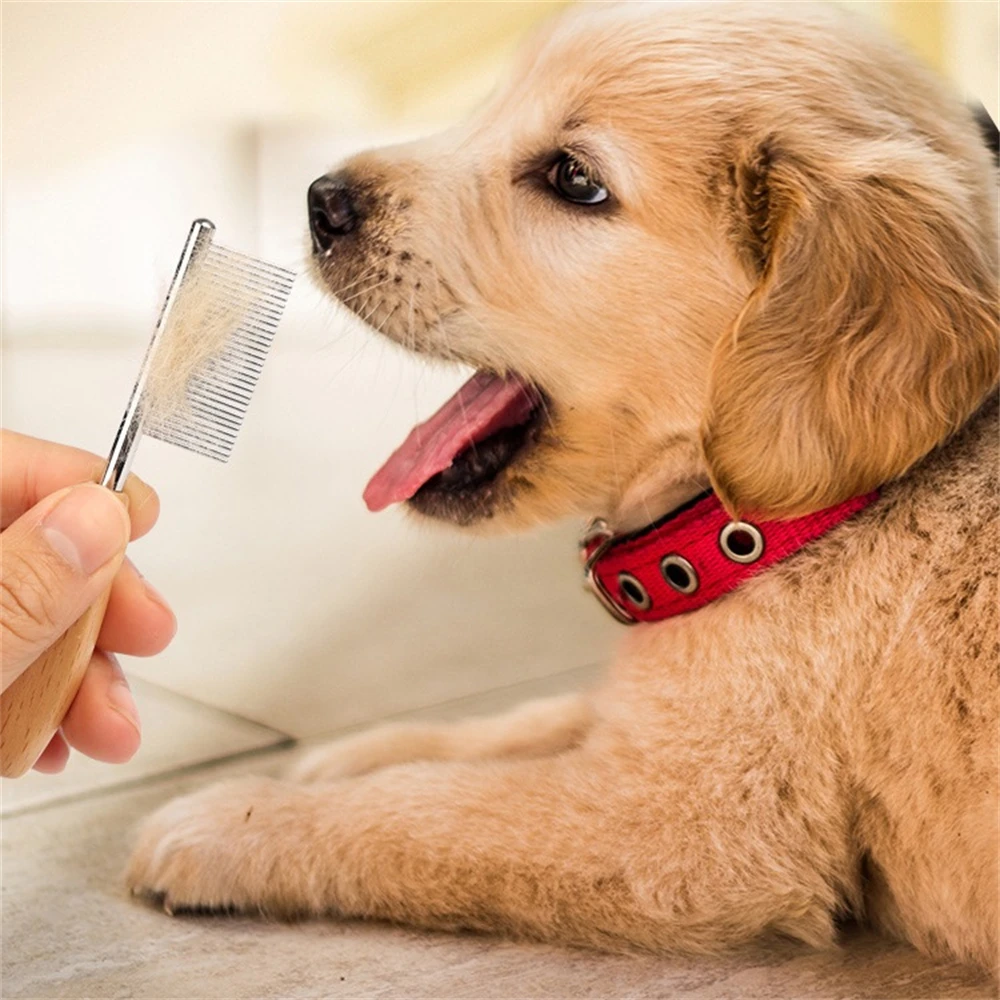 

Wood Matel Comb for Dogs Cat Hair Remover Lice Removal Pet Brush Hair Grooming Pet Cleaning Small Brush Dog Accessories Supplies