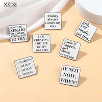 xedz geometric letter brand enamel brooch at work simple fashion metal badge punk costume jewelry accessories lapel pin gifts