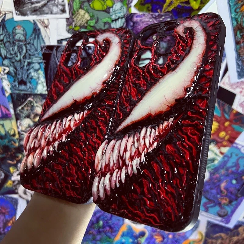 4166 Оригинальный 3D светящийся мобильный телефон ручной работы Venom Massacre темный