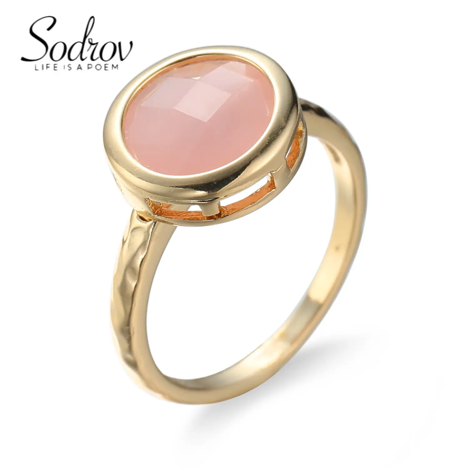 

SODROV Gold Color Jewelry Couple's Hand Ornamented Green Opal Zircon Ring Engagement Rings for Women