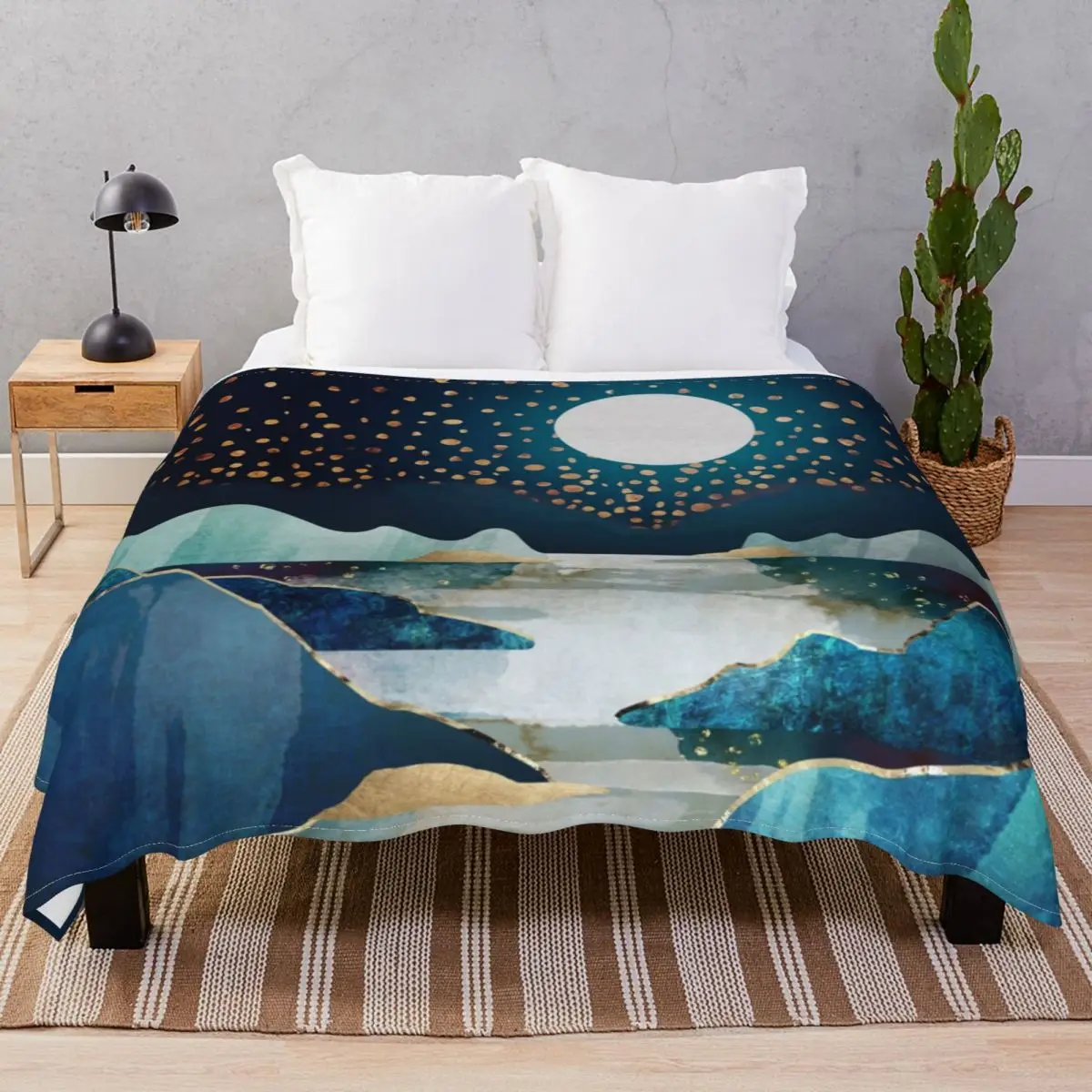 Moon Glow Blanket Velvet Print Warm Throw Blankets for Bed Home Couch Travel Cinema