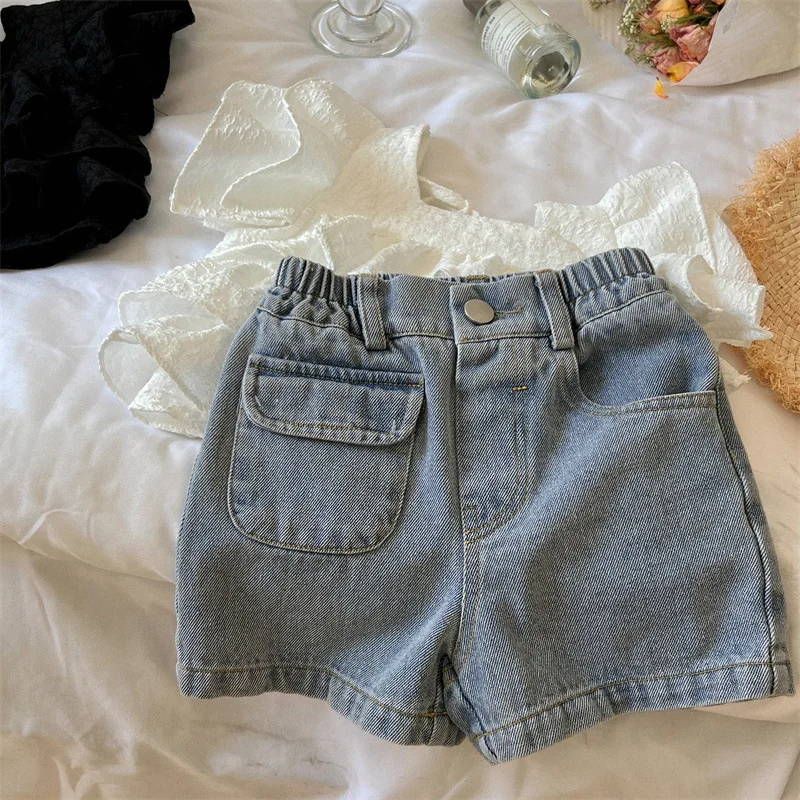 

2023 New Summer Kids Short Denim Shorts for Girls Fashion Girl Short Jeans Solid Children Pants Baby Girls Clothing