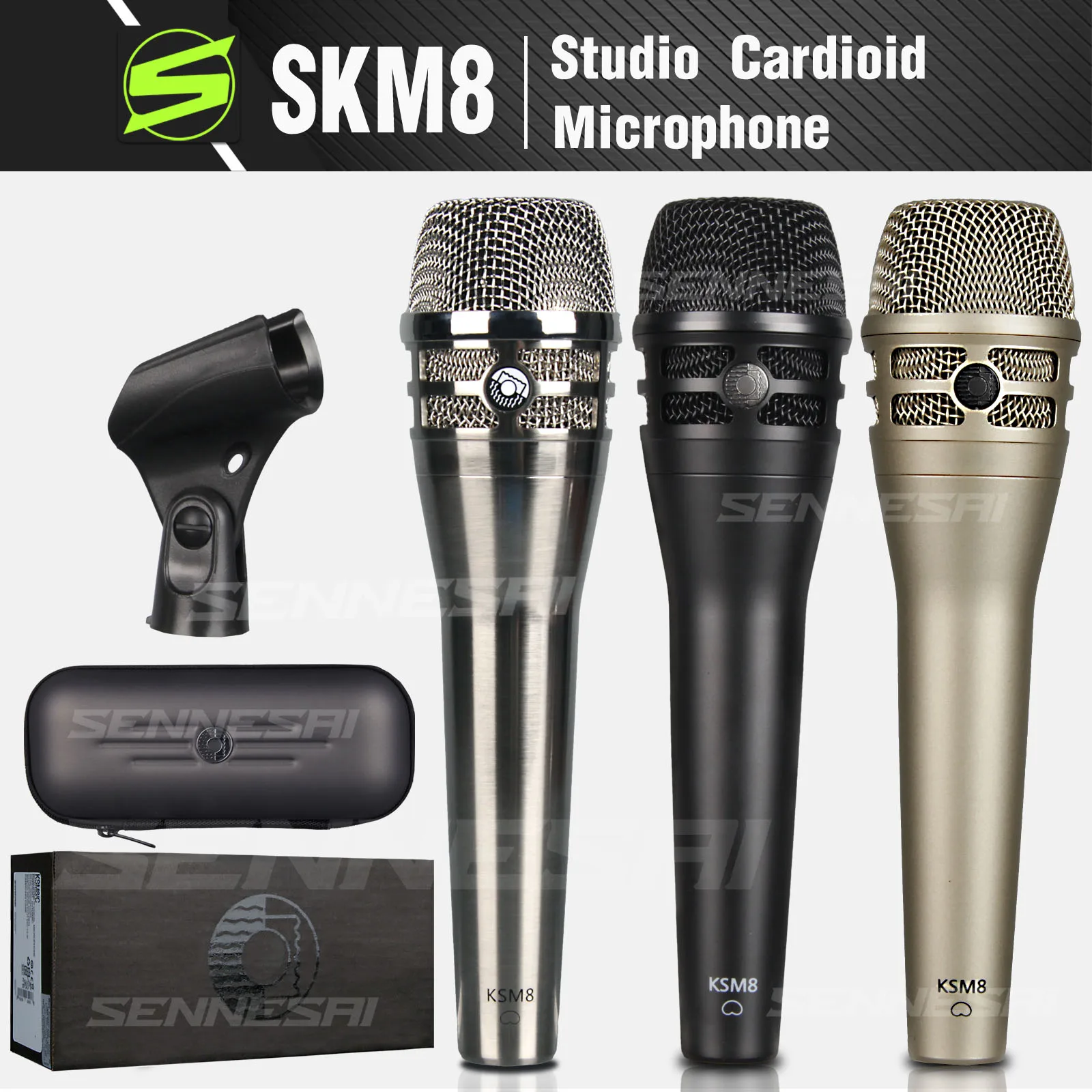 

SENNESAI High Quality！KSM8 Professional Dynamic Handheld Microphone Karaoke Wired Microphone With Clip Stereo Studio Mic