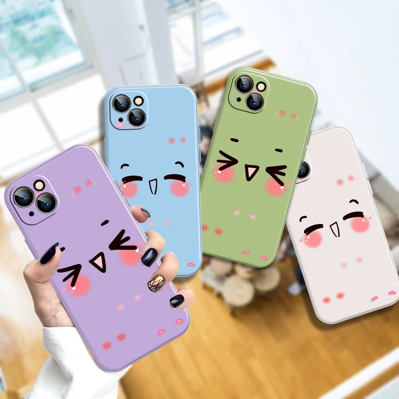 

Cute Smile Face iPhone Case For iPhone 13 11 12 Xr X Max XR SE 7 Xs Plus ProMax Mini 6s 8 12 6 2020 Covers Android Painted
