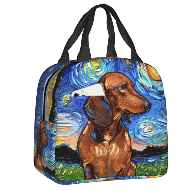 

Dachshund Thermal Insulated Lunch Bag Women Badger Sausage Wiener Dog Portable Lunch Tote for School Multifunction Food Box