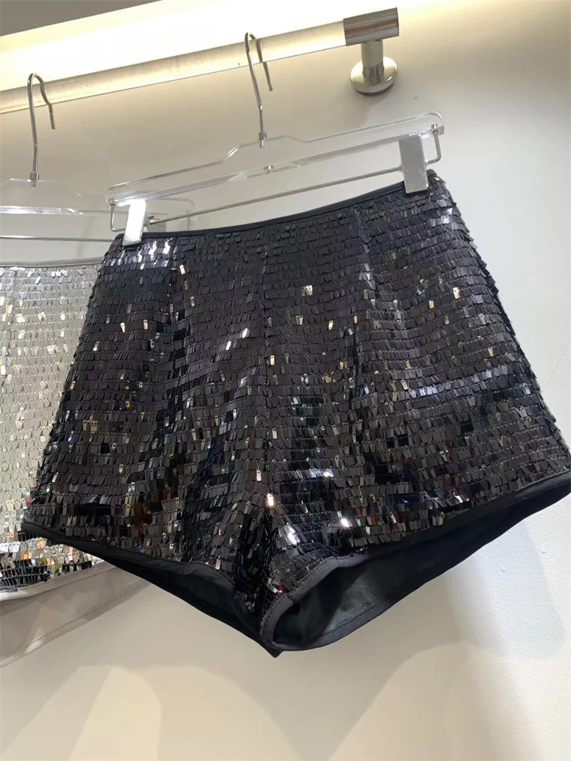 LXUNYI Sexy Sequins Shorts Women Summer Shiny Sparkling High Waist Skiiny Bodycon Party Club Festival Raves Pole Dance Shorts