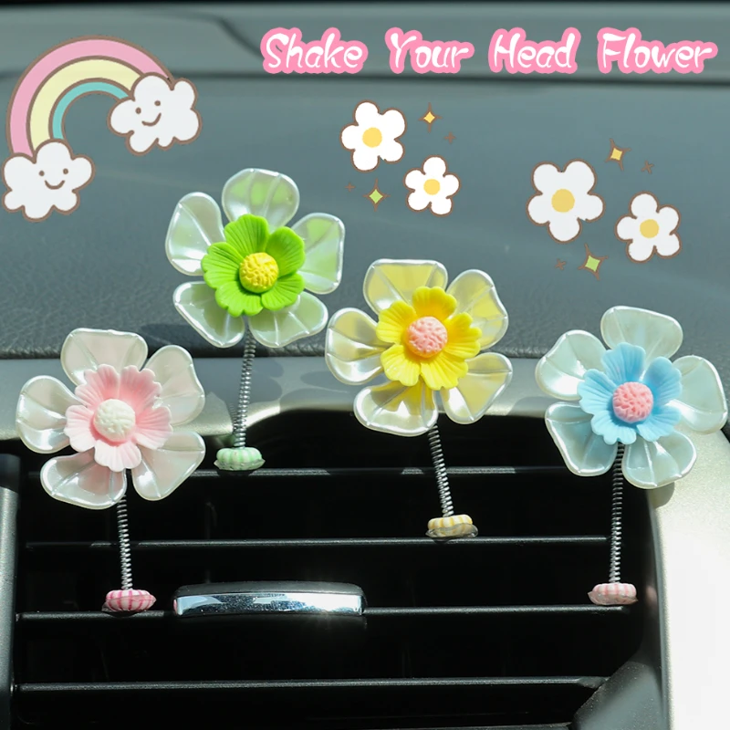 Милый танцующий цветок для украшения интерьера автомобиля Забавный цветочный