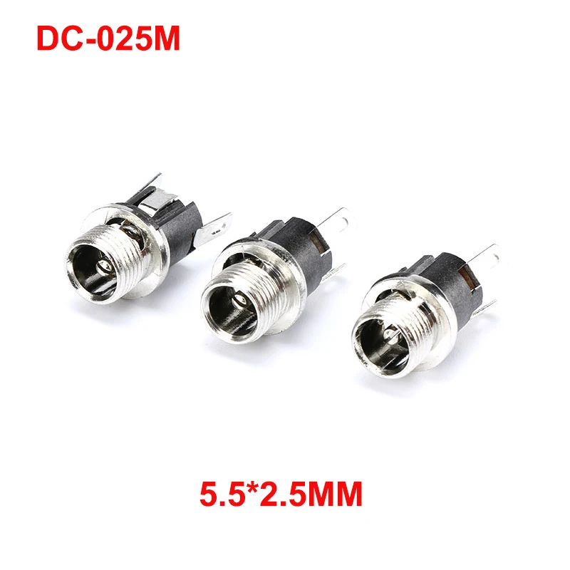 

10 шт., разъём питания постоянного тока с гайкой, 5,5x2,5 мм