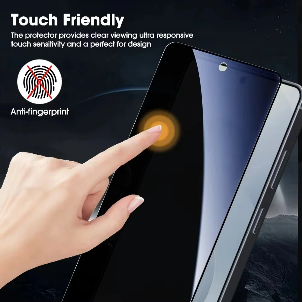 Фото Защитное стекло Privacy для Samsung Galaxy S25 S26 Ultra Edge S24 S23 S22 S21 Plus с функцией разблокировки по отпечатку пальца и защитой от подглядывания №4