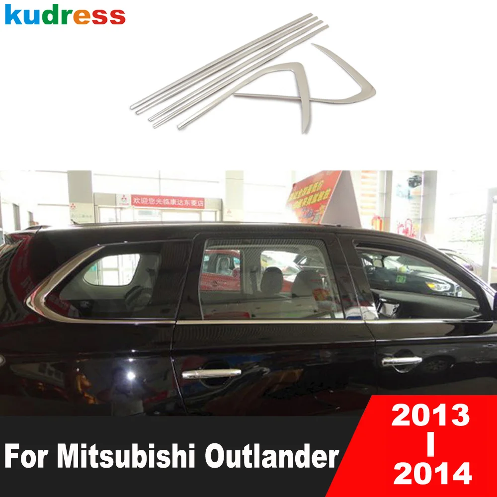 

For Mitsubishi Outlander 2013 2014 Stainless Steel Car Window Frame Sill Trim Molding Garnish Strip Hoods Sticker Accessories