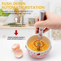stainless steel rotary semi automatic hand held egg beater primary color 10 inch manual hand mixer self turning egg stirrer