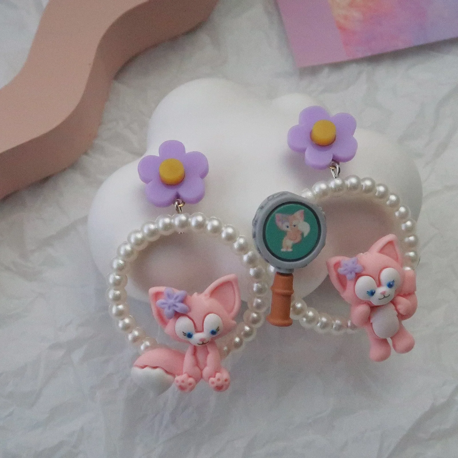 Серьги-гвоздики с персонажем мультфильма Lina Bell трехмерные бусины серьги из смолы