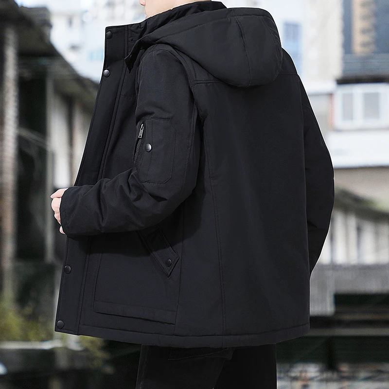 Winter Jacket Men 2022 Fashion  Hooded Male Parka Jacket Mens Solid Thick Jackets Cotton Coats Man  Warm Parkas Windbreaker 4XL