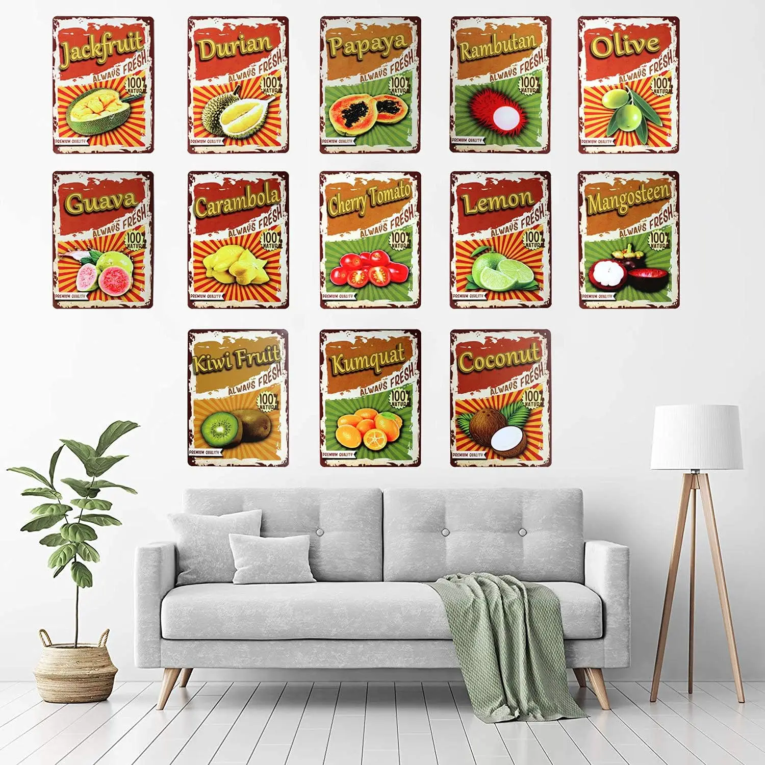 Fruts Collecton Vntge Metl Tn Sgn Rurl Retro Plque Home Wll Decor (вишня Tomto)