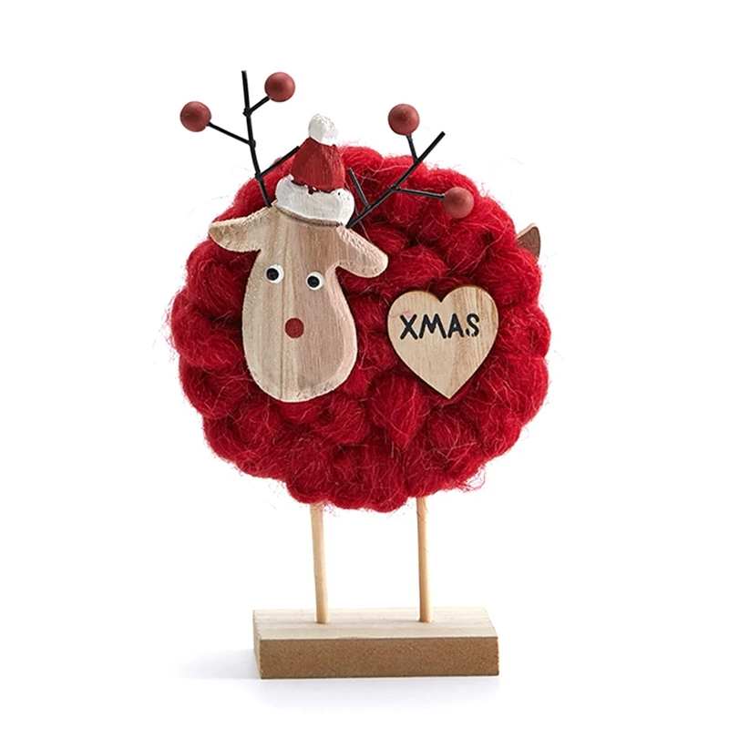 

New Nordic Christmas Wooden Wool Felt Decoration Christmas Elk Santa Claus Ornament Christmas Tree Desktop Decoration A
