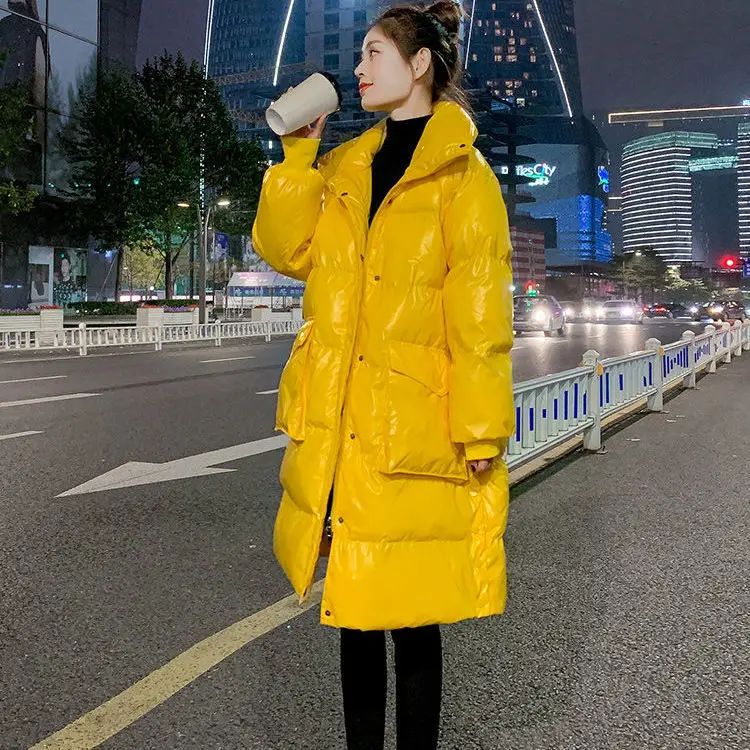 

Winter Front Buttons Parkas Women Fashion Coats Women Elegant Turn Down Collar Solid Cotton Jackets Outwear Female Ladies B47