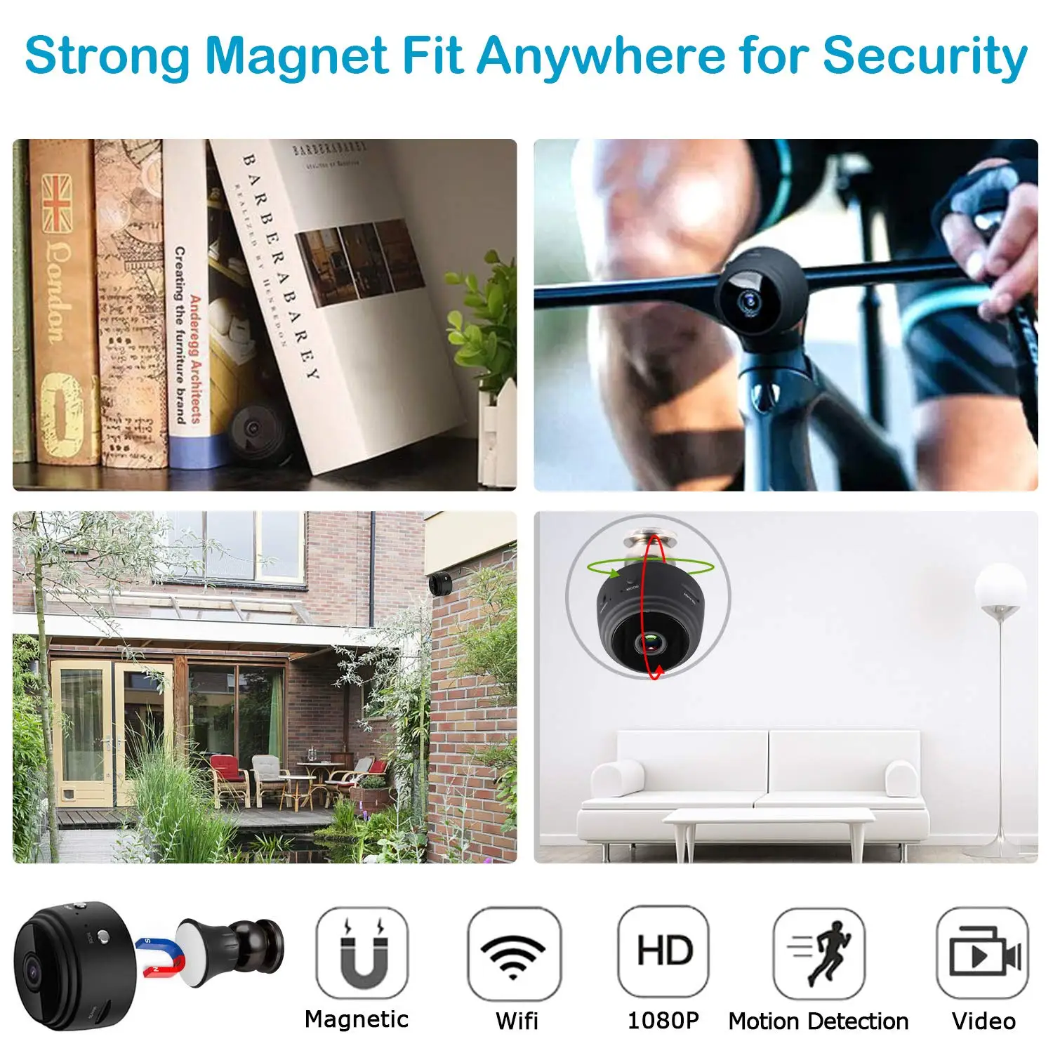Мини-камера видеонаблюдения с поддержкой Wi-Fi 1080P |