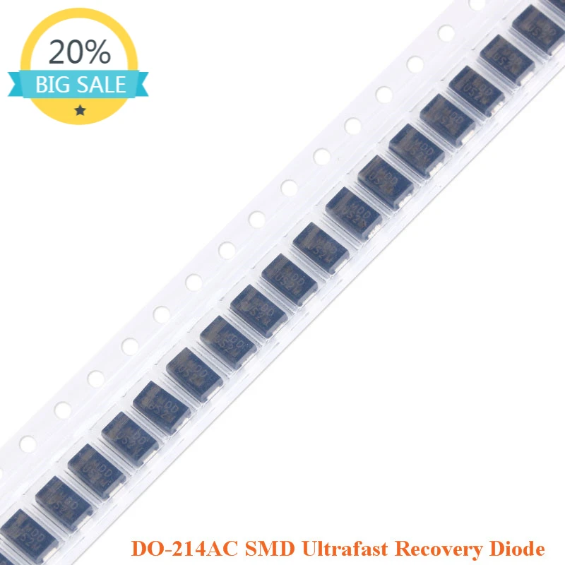 

100pcs DO-214AC US1D US1J US1M US2M SMA SMD Ultrafast Recovery Diode 1A 200V/600V/1000V 2A 1000V