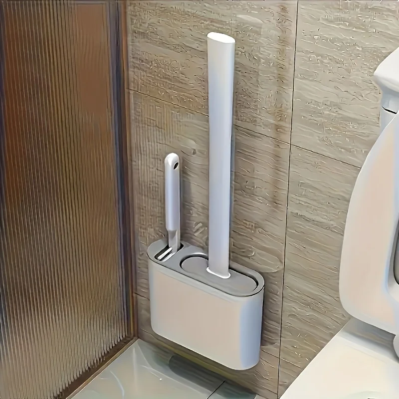 

Настенный Набор Щеток Для Унитаза, Силиконовая Насадка, Очиститель Для Ванны, Компактный Очиститель Для Унитаза, Длинная Ручка