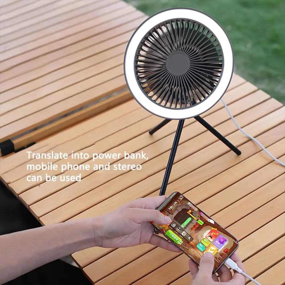 

High Quality Tripod Fan Outdoor Camping Lighting Electric Fan With Powerbank Multi-function Ceiling USB Desktop Fan