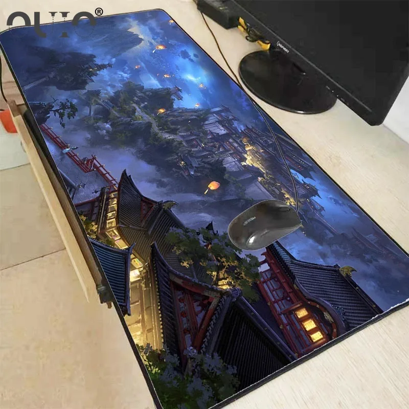

OUIO Fantasy Scenery Speed Large Gaming Mouse Pad Gamer Lock Edge Mouse Keyboards Mat Big Desk Mousepad for CSGO Dota 2 LOL XXL