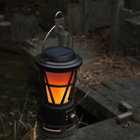led retro portable lantern outdoor camping kerosene lamp dynamic flame light battery powered tent light garden decoration