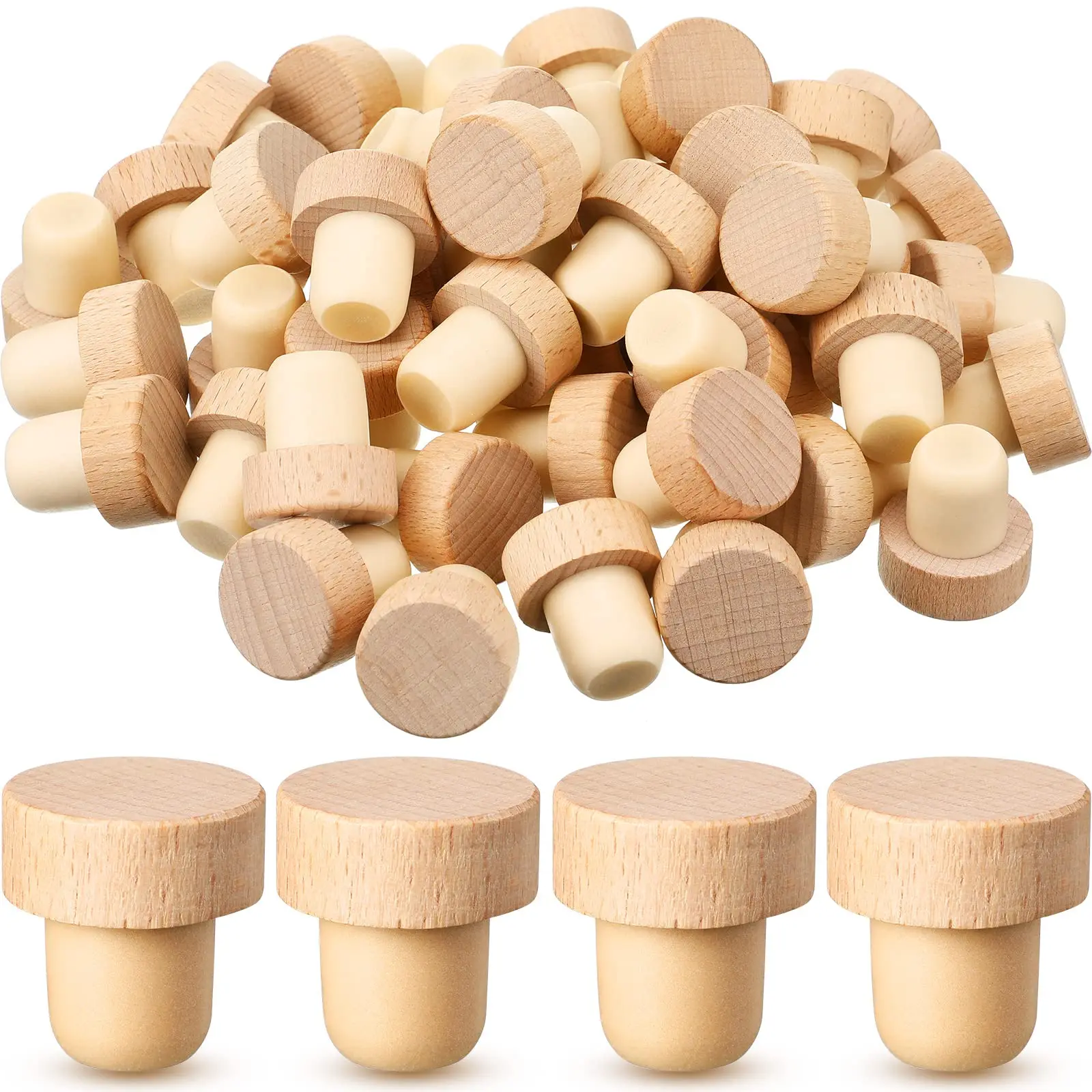 

10/5Pcs Wine Bottle Corks T Shaped Cork Plugs for Stopper Reusable Wooden and Rubber Stoppers Sealing Plug Beer Bottles Craft